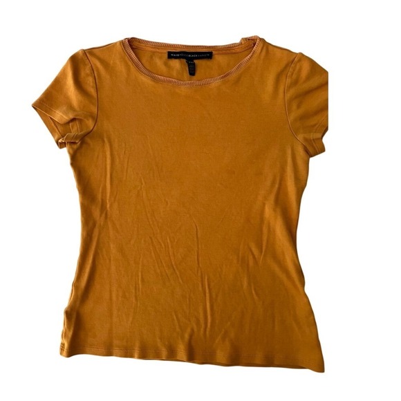 White House Black Market Tops - White House Black Market Mustard Yellow Crew Neck Tee 100% Pima Cotton XXS